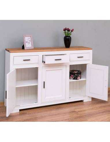 credenza bassa stile country con tre ante e tre  cassetti legno colorato o naturale MS638