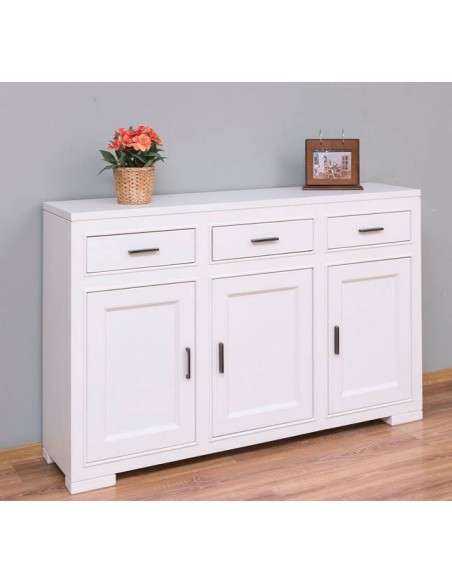 credenza bassa stile country con tre ante e tre  cassetti legno colorato o naturale MS638
