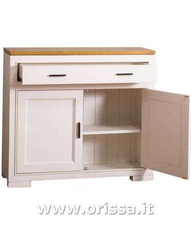 credenza bassa stile country con due ante e cassetto legno colorato o naturale MS637