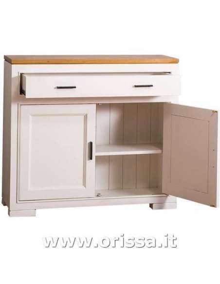 credenza bassa stile country con due ante e cassetto legno colorato o naturale MS637