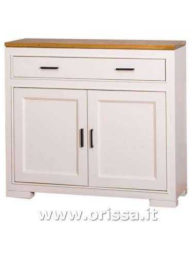 credenza bassa stile country con due ante e cassetto legno colorato o naturale MS637