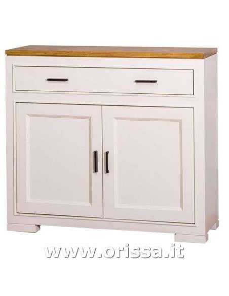 credenza bassa stile country con due ante e cassetto legno colorato o naturale MS637