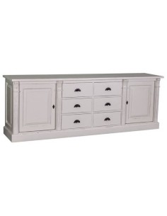 Credenza bassa country legno di pino colorata o grezza con 6 cassetti 219cm MS295B