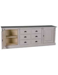 Credenza bassa country legno di pino colorata o grezza con 6 cassetti 219cm MS295B 2