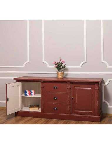 Credenza bassa country con ante e cassetti colorata o rustica MS56B