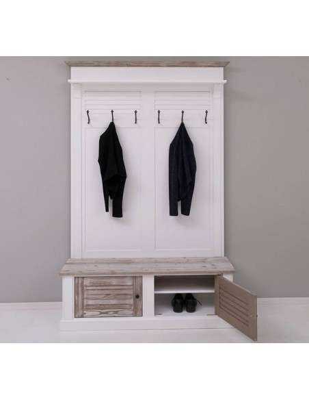Appendiabiti da ingresso in stile country legno 6 ganci doppia anta MS721