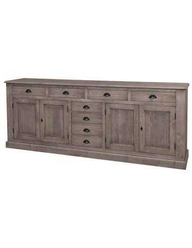 Credenza Bassa in Pino Massello Personalizzabile 239x47cm - Design con Cassetti MS404B