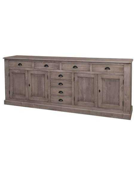 Credenza Bassa in Pino Massello Personalizzabile 239x47cm - Design con Cassetti MS404B