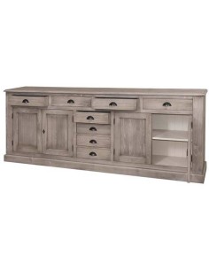 Credenza Bassa in Pino Massello Personalizzabile 239x47cm - Design con Cassetti MS404B 2