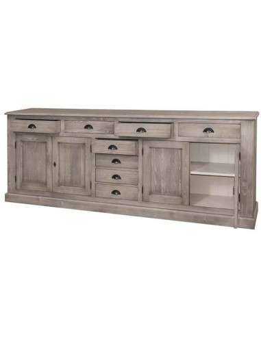 Credenza Bassa in Pino Massello Personalizzabile 239x47cm - Design con Cassetti MS404B
