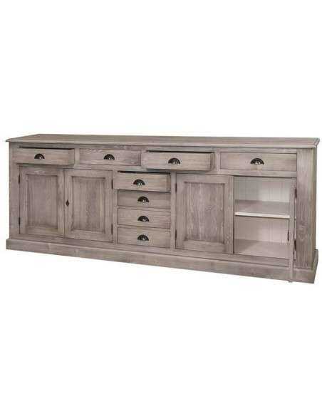 Credenza Bassa in Pino Massello Personalizzabile 239x47cm - Design con Cassetti MS404B