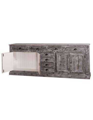 Credenza Bassa in Pino Massello Personalizzabile 239x47cm - Design con Cassetti MS404B