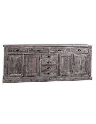 Credenza Bassa in Pino Massello Personalizzabile 239x47cm - Design con Cassetti MS404B