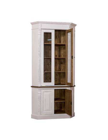 Credenza angolare alta in due moduli con 4 ante in legno stile country MS59B