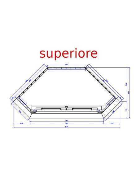 Credenza angolare alta in due moduli con 4 ante in legno stile country MS59B
