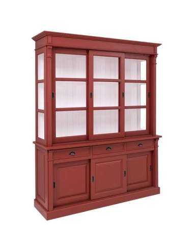 Credenza libreria country due corpi ante scorrevoli e cassetti colorata o rustica MS727BS