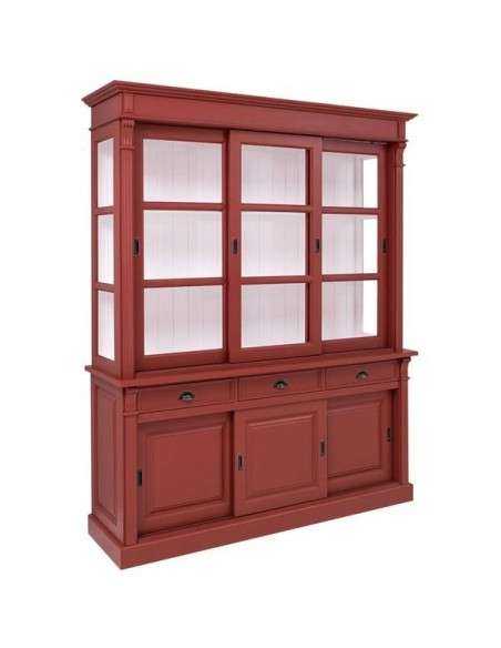 Credenza libreria country due corpi ante scorrevoli e cassetti colorata o rustica MS727BS