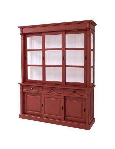 Credenza libreria country due corpi ante scorrevoli e cassetti colorata o rustica MS727BS