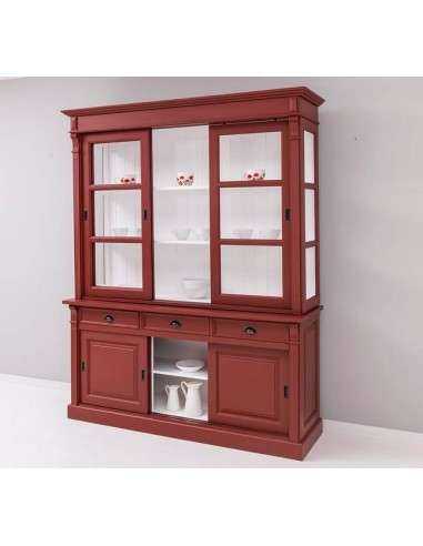 Credenza libreria country due corpi ante scorrevoli e cassetti colorata o rustica MS727BS