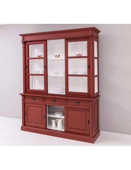 Credenza libreria country due corpi ante scorrevoli e cassetti colorata o rustica MS727BS