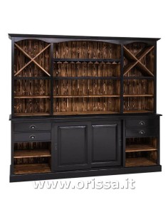 credenza bar porta bicchieri e bottiglie legno stile country e nordico MS699BS