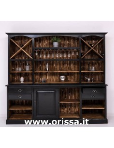 credenza bar porta bicchieri e bottiglie legno stile country e nordico MS699BS 2