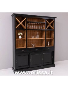 Credenza porta bicchieri in legno | Mobile bar country con portabottiglie MS698