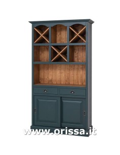mobile bar porta bicchieri e bottiglie stile country due cassetti MS697