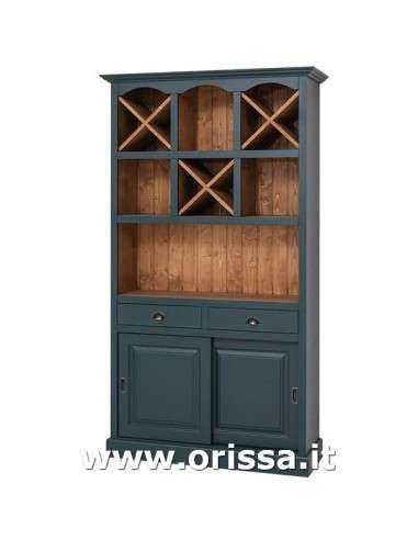 mobile bar porta bicchieri e bottiglie stile country due cassetti MS697