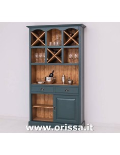 mobile bar porta bicchieri e bottiglie stile country due cassetti MS697 2