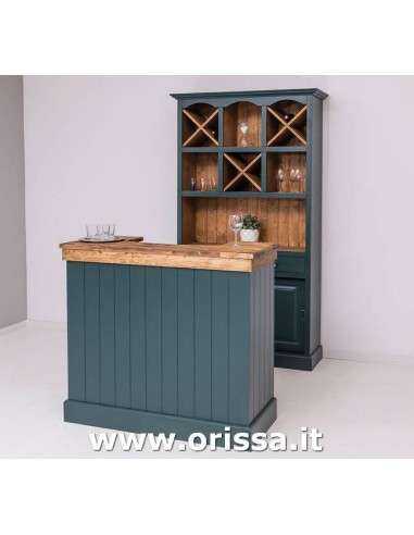 mobile bar porta bicchieri e bottiglie stile country due cassetti MS697