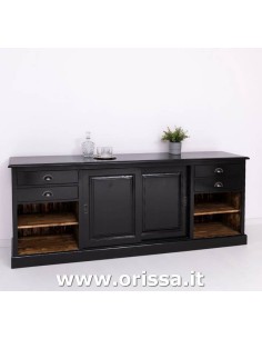 Credenza bassa bar 236 cm in legno stile country con ante scorrevoli MS699B 2